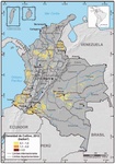 Densidad de cultivo de coca en Colombia, 2012