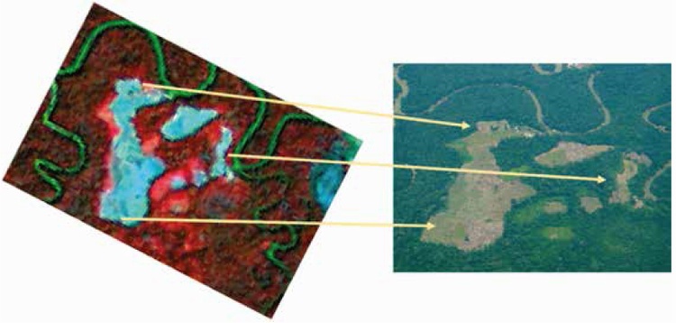Registro fotogrfico de sobrevuelo de verificacin y su equivalente en imagen satelital